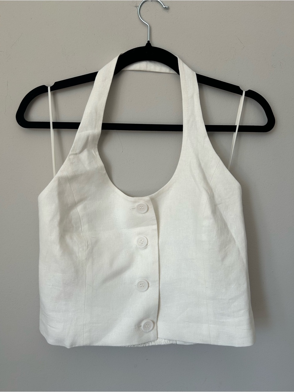 NWT Steve Madden Vala White Button-Front Halter Top, Sz S